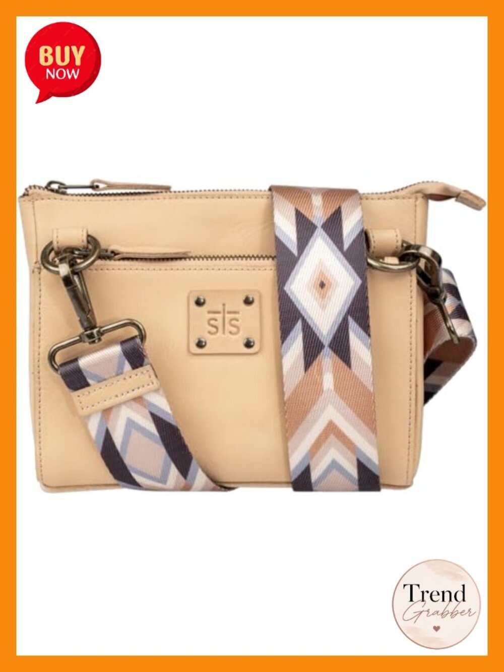 Genuine Leather Crossbody Bag with Built-In Wallet